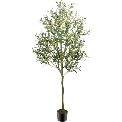 GTIDEA Artificial Olive Tree 6ft, Tall Faux Olive Tree Indoor with Trunk Fake Silk Tree Fake Potted Plants for Modern Home Spring Decor Living Room Outdoor Office Balcony Front Porch Decor