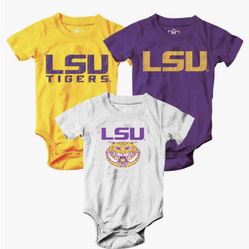 Wes and Willy Baby College Team 3 Pack of Cotton Rompers