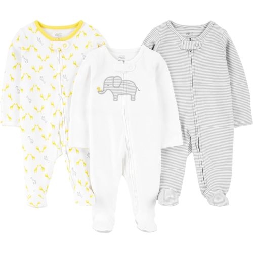 Simple Joys by Carter's Baby 3-pack Sleep and Play, elephant, stripe, giraffe, 3-6 Months