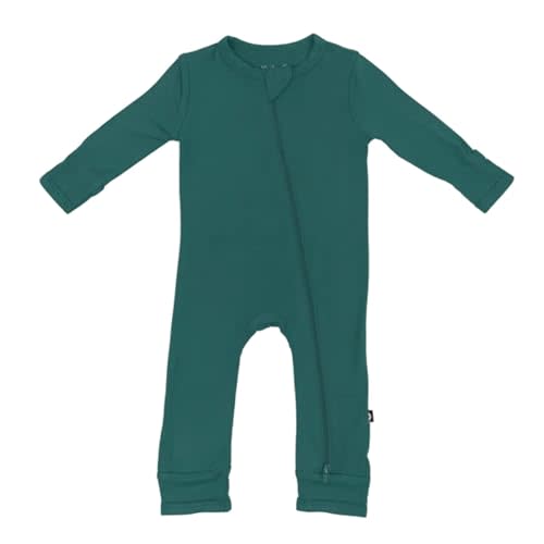 KYTE BABY Unisex Rayon Made From Bamboo Zippered Rompers (6-12 Months, Emerald)