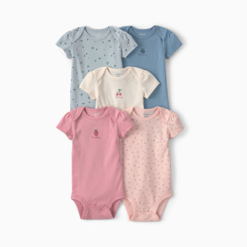 Carter's Short-Sleeve Bodysuits (5 Pack) - Fruit, 3M