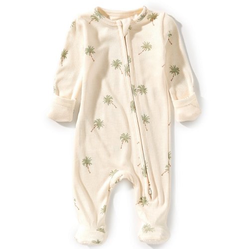 Angel Dear Baby Boys Long Sleeve Palm Trees Zipper Footie Coverall