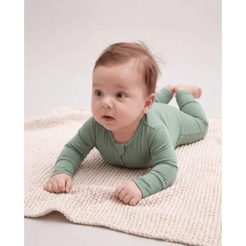 Kids Baby / Girl Bamboo Pajamas With Childlike Print (Snug-Fitting) Dark Green