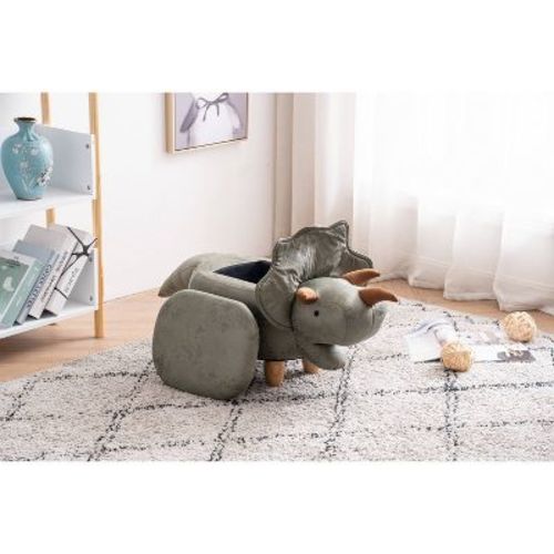 Dean the Dinosaur Storage Ottoman Green - Home 2 Office: Lift-Top, Padded, Wood Frame