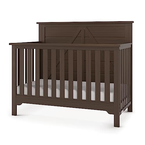 Child Craft Woodland Design 4-in-1 Convertible Baby Crib Nursery Furniture Set - Baby Bed, Toddler Bed and Full Size Bed, 3 Adjustable Mattress Positions, Real Wood, Baby Safe Finish (Brushed Truffle)