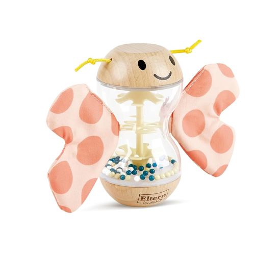 Hape Wooden Rainstick Rattle - Rosalie Wooden Rain Stick Colorful Butterfly Shape with Removable Wings - Wooden Early Learning Toy - Sensory Toys for Early Ages