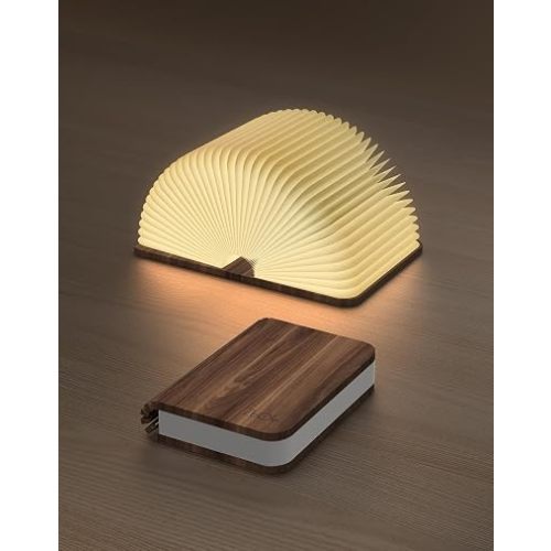 4.7 Inch Wooden Book Lamp, Book Lovers Gifts,Teacher Appreciation Gifts for Women, Folding Book Light, LED Ambient Lighting, Magnetic Mood Lighting for Home&Library Decor (Walnut)