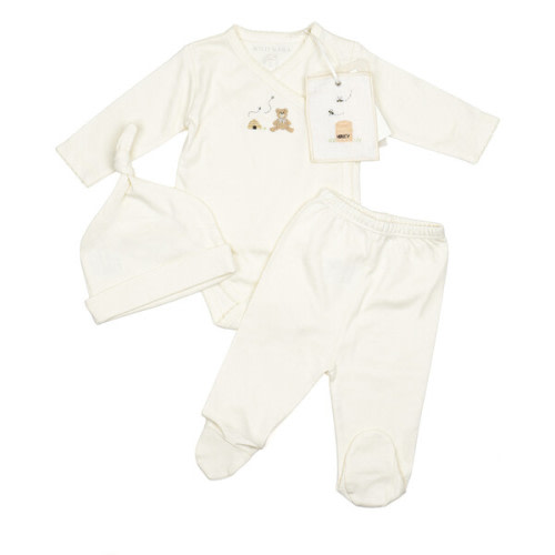 Embroidered Three Piece Set, Honey Bear Pearl - Wild Wawa | Maisonette