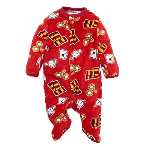Harry Potter Baby Girls Long-Sleeve Plush Polar Fleece Bodysuit Pajamas - Baby Girl Clothes Prints