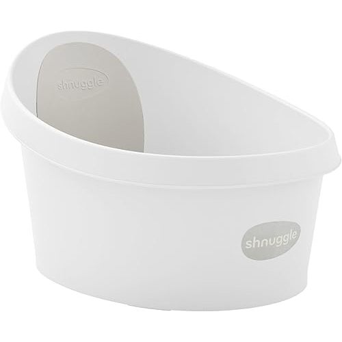 Toddler Bath Tub | Larger Bath for Bigger Kids at Bathtime | Includes Warm and Soft Foam backrest | Grippy Anti-Slip Surface | Includes Easy Drain Bath Plug | White & Grey