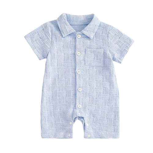 zaveiop Baby-Boys Polo Rompers, 100% Organic Cotton One-piece Coverall and Layette Set (Light Blue, 0-3 Months)