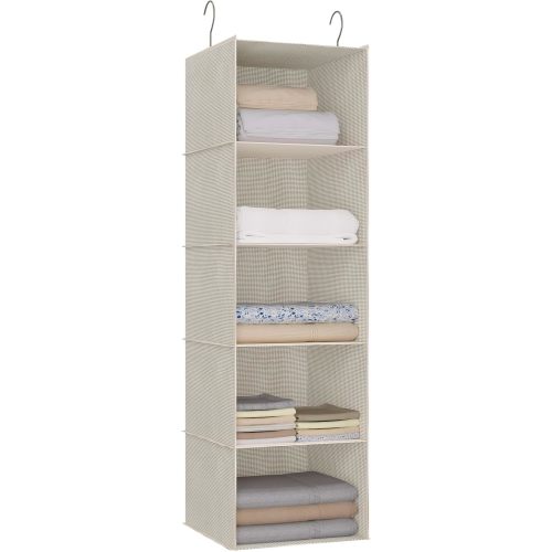 5-Shelf Hanging Storage Closet Organizer, Linen Rv Storage and Organization for Wardrobe, Inside, Camper Accessories, Nursery, Baby Room