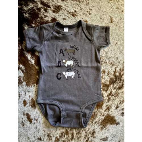 Cattle ABCs Baby Onesie: Cowkid Ranch Rodeo Style