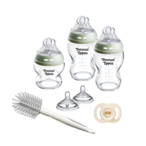 Tommee Tippee Natural Start Glass Newborn Bottle & Soother Set Clear