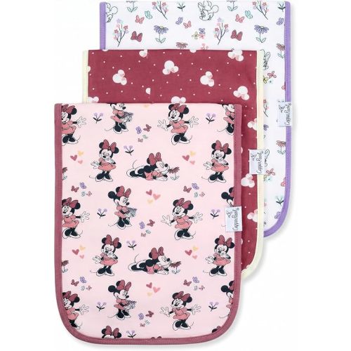 Copper Pearl Baby Burp Cloths 3 Pack, Cotton Burp Cloths, Absorbent Spit Up Rags, Minnie Mouse Set