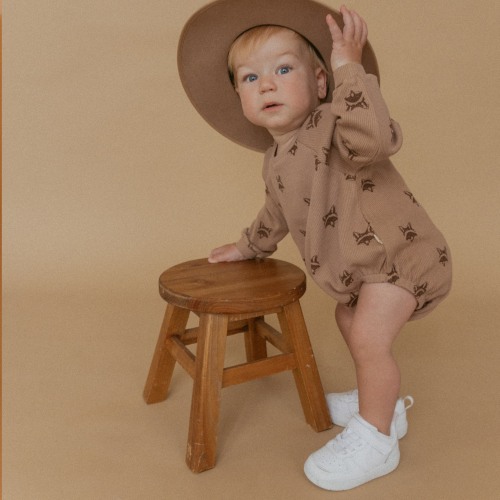 Organic Long Sleeve Bubble Romper - Fox