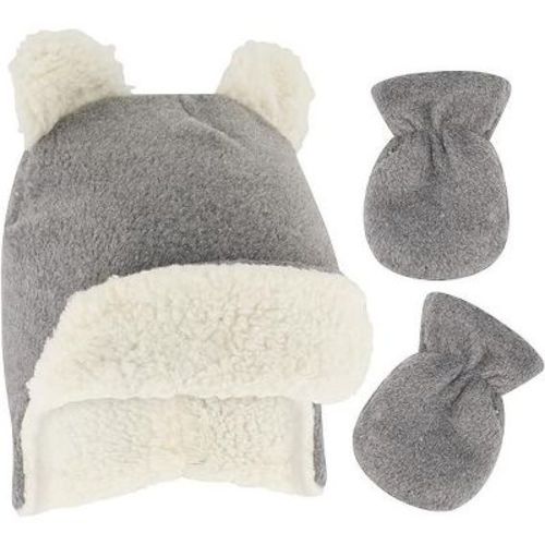Rising Star Baby Girls & Boys Trapper Hat and Mitten set, Winter set for Infants Ages 6-12 Months (Gray)