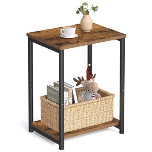 VASAGLE Side Table, Small End Table, Nightstand, Rustic Brown and Black