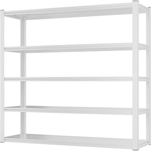 Homdox 48”W Garage Shelving, 3000LBS Heavy Duty Storage Shelves, 5 Tier Adjustable Metal Shelves for Storage, Industrial Shelving Commercial Utility Shelf, 48" W x 24" D x 72" H, White