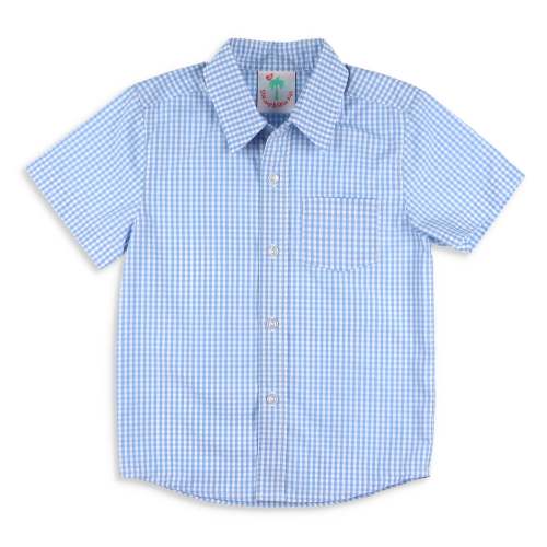 Boys Short Sleeve Button Down - Timeless Blue Check