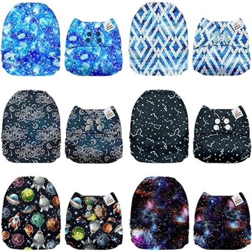 Mama Koala 1.0 Cloth Diapers for Babies, 6 Pack Pocket Shell Only (NO Inserts) - One Size Washable and Reusable Pocket Diapers for Newborns and Toddlers - 160002