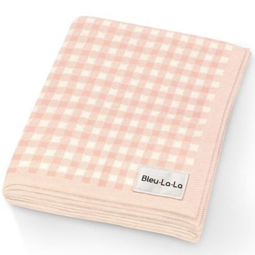 100% Luxury Cotton Knit Swaddle Receiving Crib Stroller Baby Blanket for Newborns and Infant Boys and Girls