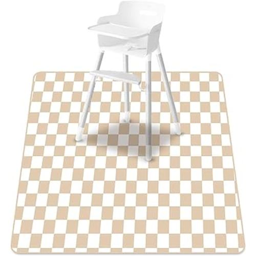 Baby Splat Mat for Under High Chair, 51 x 51 Inch Wipeable Splash Mat，Floor Protector，Wipe-Clean Tablecloth and Playing Mat (Square)