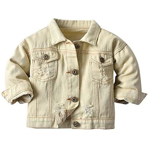 IDOPIP Toddler Kid Baby Boys Girls Denim Jacket Long Sleeve Button Down Jeans Coat Cowboy Overcoat Hoodie Casual Outwear