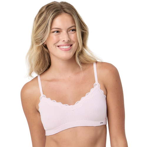 Kindly Yours Women’s Wire Free Pointelle Bralette with Lace Trim, Sizes S-XXXL