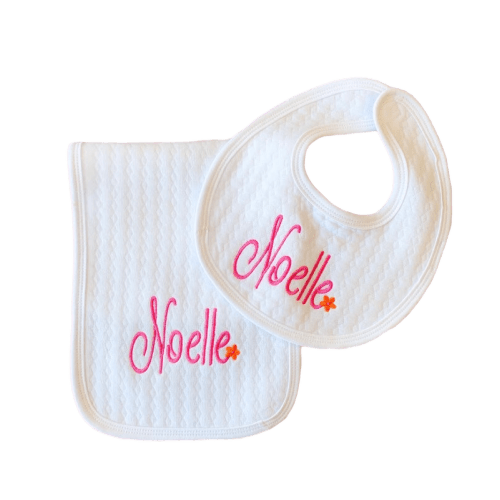 Quilted Bib & Burp Cloth Set