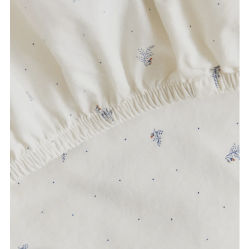 KIDS' COTTON FITTED SHEET WITH LEAVES AND DOTS | Crib Size