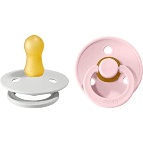 BIBS Pacifiers | Natural Rubber Baby Pacifier | Set of 2 BPA-Free Soothers | Made in Denmark | Blossom/Haze | Size 0-6 Months
