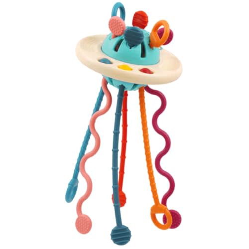 Montessori Pull String Sensory UFO Toy for Children 18 Months+ | UFO-shaped Play with Silicone Pull Strings Invites Sensory Exploration And fine Motor Play At Home or On the Go