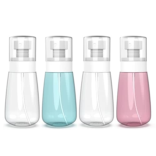 RELANOR Pack 4 Small Spray Bottle Travel Size 2oz/60ml - Fine Mist Mini Empty Spray Bottles - Leak Proof - for Toners, Face & Hair Mist