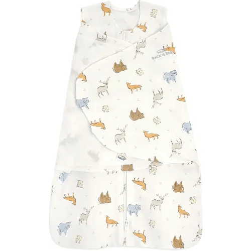 HALO 100% Cotton Sleepsack Swaddle, 3-Way Adjustable Wearable Blanket, TOG 1.5, Forest Friends, Newborn, 0-3 Months