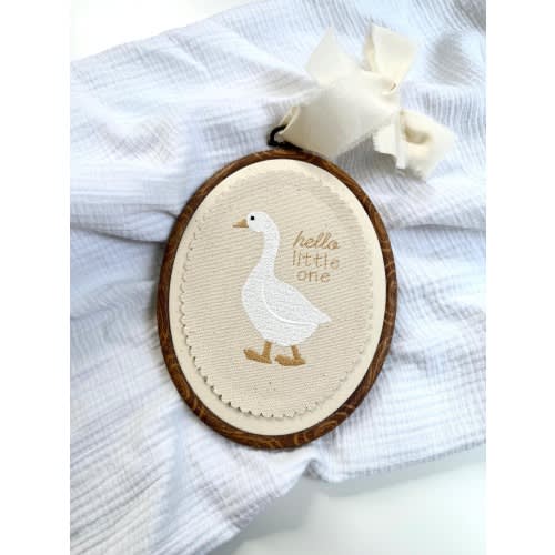 Goose Embroidery Hoop: Birth Announcement Sign, Neutral Nursery Decor, Baby Announcement Photo Prop
