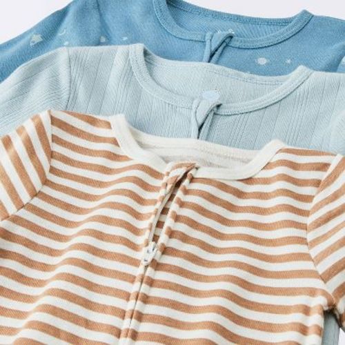 Baby Boys' 3pk Outerspace Sleep N' Play - Cloud Island™ Blue/Brown Newborn