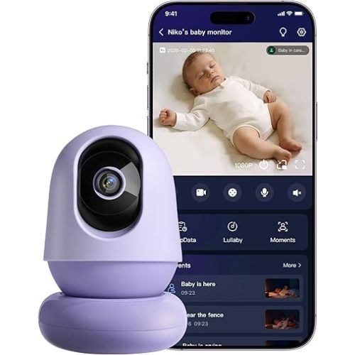 Monai 3K Smart Baby Camera with 8H Portable Battery, Eye-Safe 950nm Night Vision, Secure WiFi Baby Camera Monitor with App, 24/7 Monitoring, 7 Safety Features & AI Assistant, Cry & Covered Face Alert