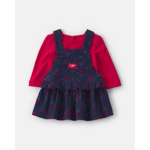 Baby Girl 2-Piece Floral Corduroy Long-Sleeve Dress Set - Navy Blue - OshKosh B'gosh | Carter's