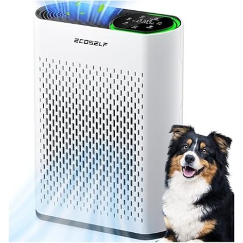 Air Purifier for Large Room, Cleans 2,400 ft² in 30 Mins, 3-Stage True HEPA, 360° Airflow, Large Touch Display Control, Real-Time Air Quality (PM2.5) Display, Ultra-Quiet 20dB Sleep Mode, HAP602 White