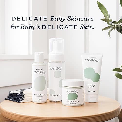 Esembly Skincare Kit, Baby Arrival Gift Set with Organic Diaper Creams, Reusable Organic Cotton Wipes and Wipe Cleanser with Foamer - Mama and Baby Essentials for Cloth Diapering