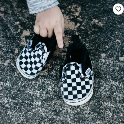 Vans Slip-On V Checkerboard Crib Shoe - Baby - Black / White