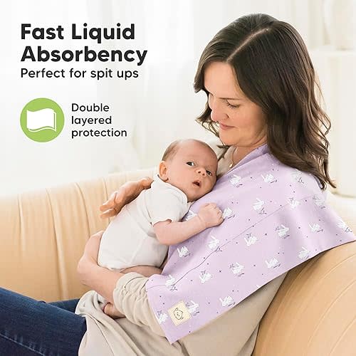 Organic Burp Cloths Baby Boy, Girl - 6-Pack Large 100% Cotton Burping Cloths for Babies, Spit Up Rags, Super Absorbent, Ultra Soft Newborn Rag, Gender Neutral, Machine Washable, Durable (Lunaris)