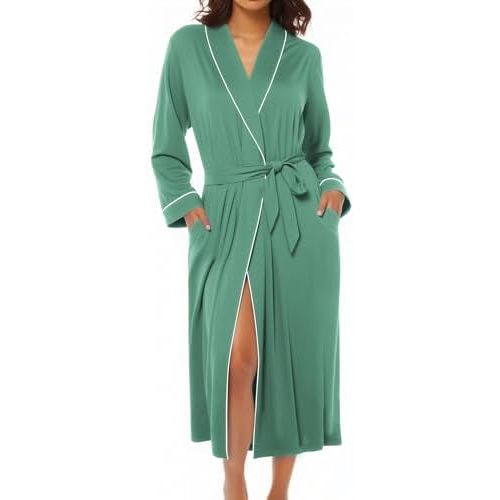 Ekouaer Kimono Robes for Women Long Lightweight Knit Bathrobe Shawl Soft Sleepwear Casual Ladies Loungewear S-XXL
