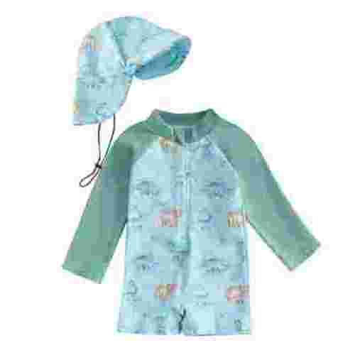 Toddler Swimsuit Boy Toddler Kids Rash Guard Swimsuit Long Sleeve Sunscreen One Piece Bathing Suit Beachwear Toddler Swim Trunks Light Green 6 Months-12 Months