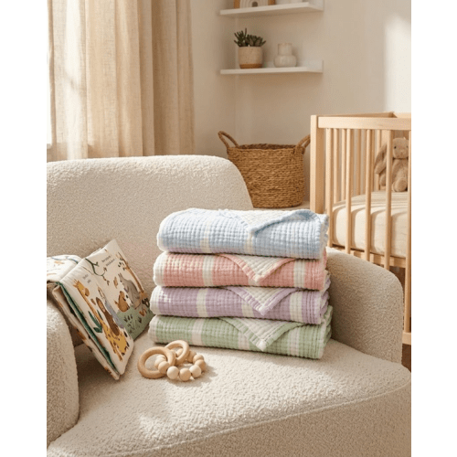 Signature Striped Swaddling Blanket - Olive & Loom