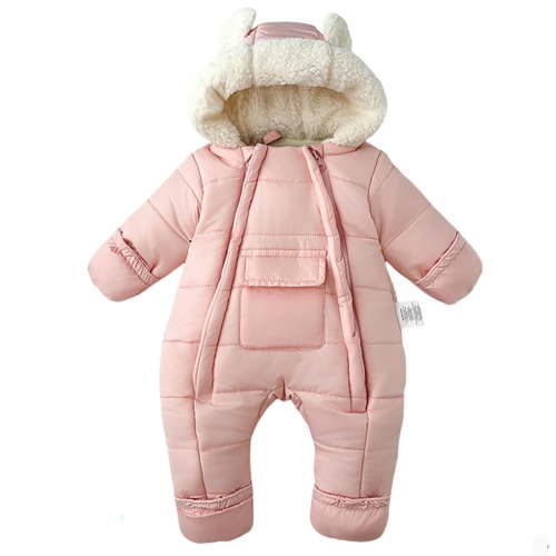HXWCHs Boy Winter Double Zipper - Cotton Footed Hand-Cover Onesie Romper Black 6-12 Months