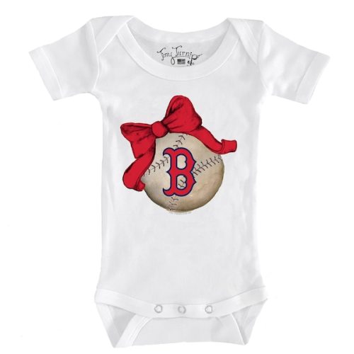 Boston Red Sox Tiny Turnip Infant Baseball Bow Bodysuit - White