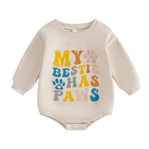 MY BESTIE HAS PAWS Long-Sleeve Onesie - Hazel & Bo