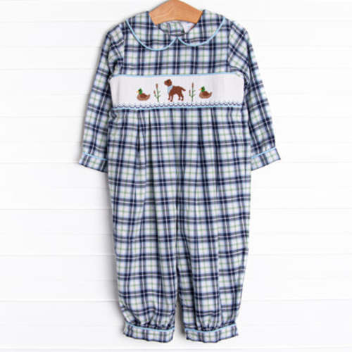 Waddles and Wags Smocked Romper, Blue – Stitchy Fish